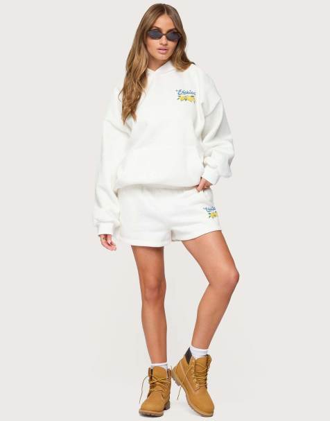 Edikted Squeeze the day sweat shorts in white - view 1