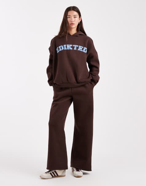 Edikted star logo tracksuit in brown co-ord - view 1
