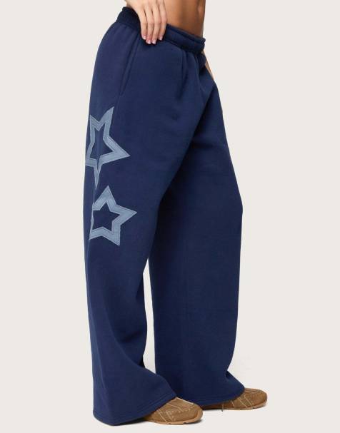 Edikted Starly straight leg sweatpants in navy - view 1