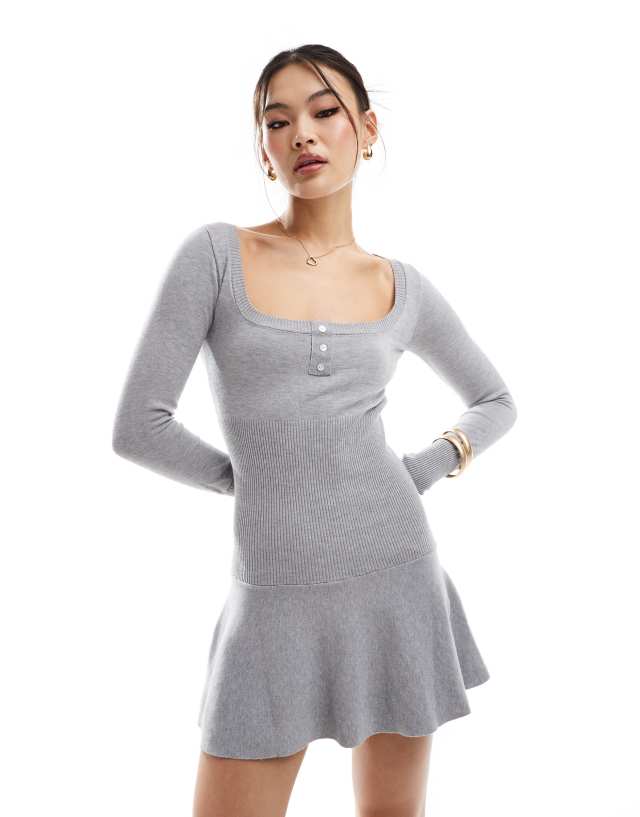 Edikted - sylver knit flippy mini dress