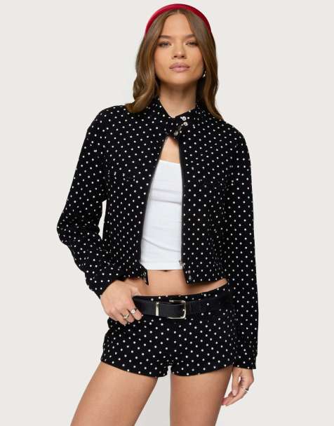 Edikted Tabitha polka dot jacket in black