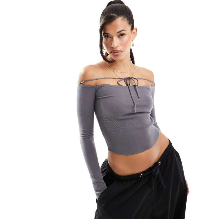 Shoulder tie crop top sale