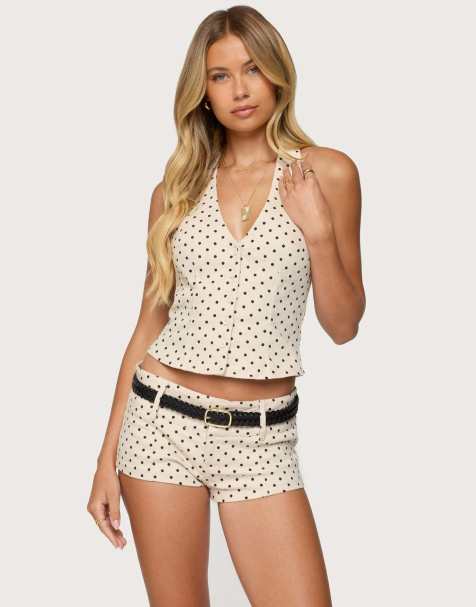 Edikted Twyla polka dot halter top in cream - view 1