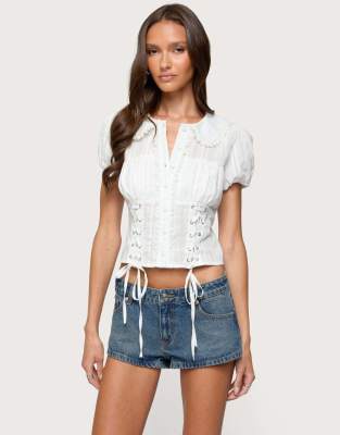 Edikted Valera cotton tailored button up shirt in white