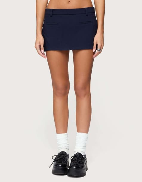 Edikted Wendie tailored mini skort in navy - view 1
