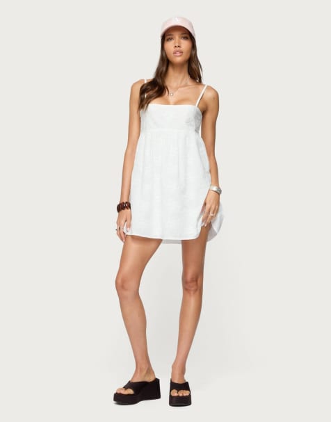 Edikted Winifred eyelet babydoll mini dress in white
