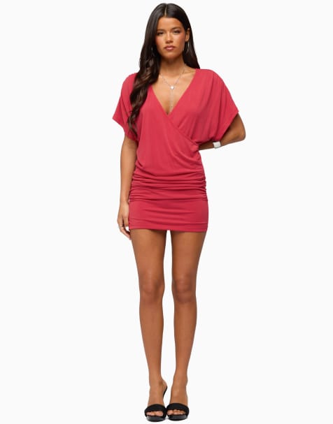 Edikted yaara wrap mini dress in red - view 1