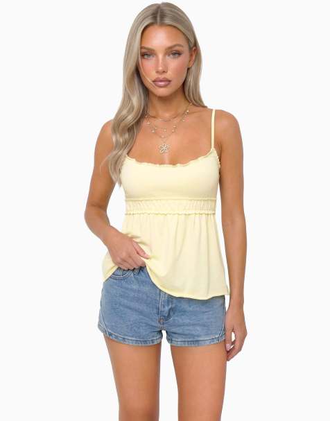 Edikted zepher lettuce tank top in yellow - view 1