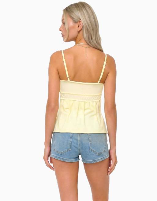 Edikted zepher lettuce tank top in yellow, 2 of 5