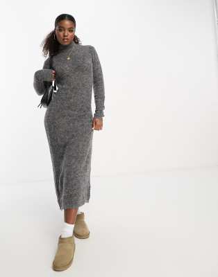 Edited alapaca wool maxi jumper dress in grey