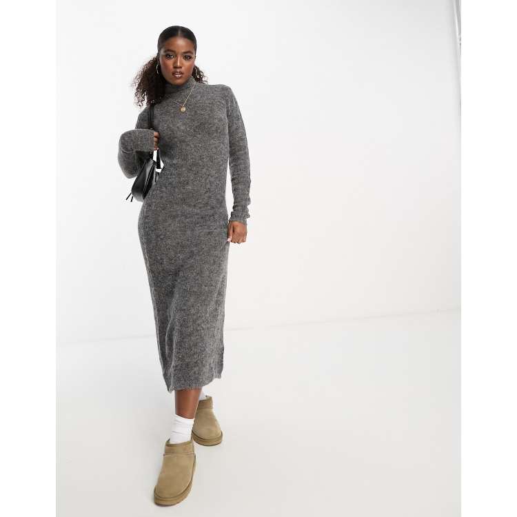 Edited alapaca wool maxi jumper dress in grey