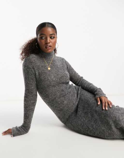 Edited alapaca wool maxi jumper dress in grey | ASOS