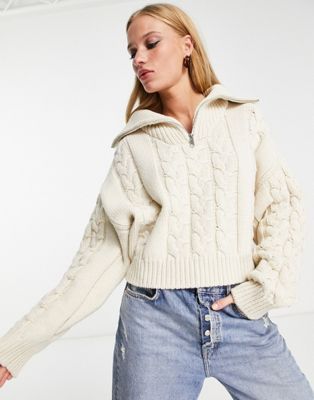 Edited cable knit half zip jumper