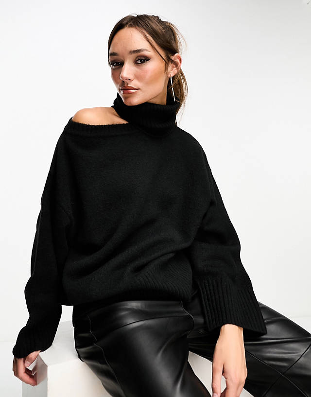 Edited - cut-out knitted jumper in black