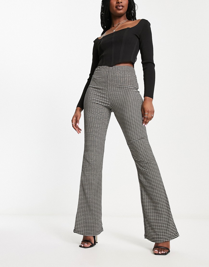 Edited grid check flare trousers co-ord-Grey