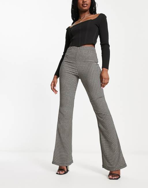 Edited grid check flare trousers co-ord