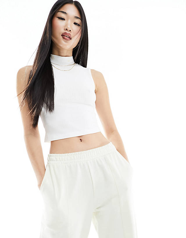 Edited - high neck ribbed top in cream