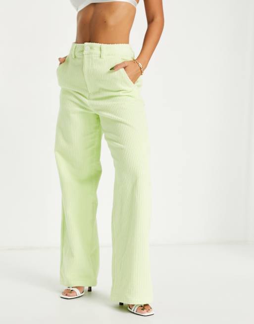 Edited high waist dad pants in green corduroy (part of a set) 