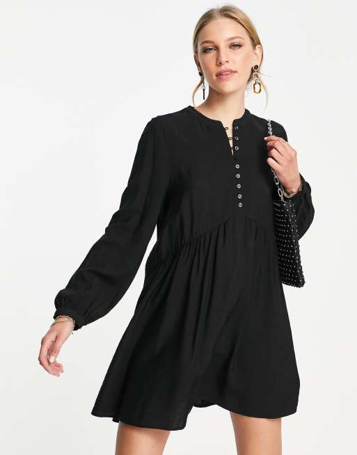 Edited – Jenni – Minikleid in Schwarz mit Knopfleiste
