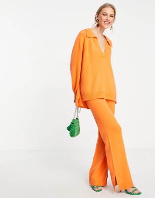 orange knit pants