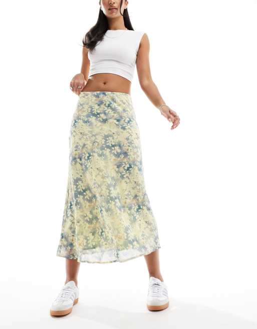 Edited midi skirt in dusty blue floral | ASOS