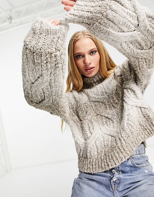 Edited - ombre cable knit jumper in beige