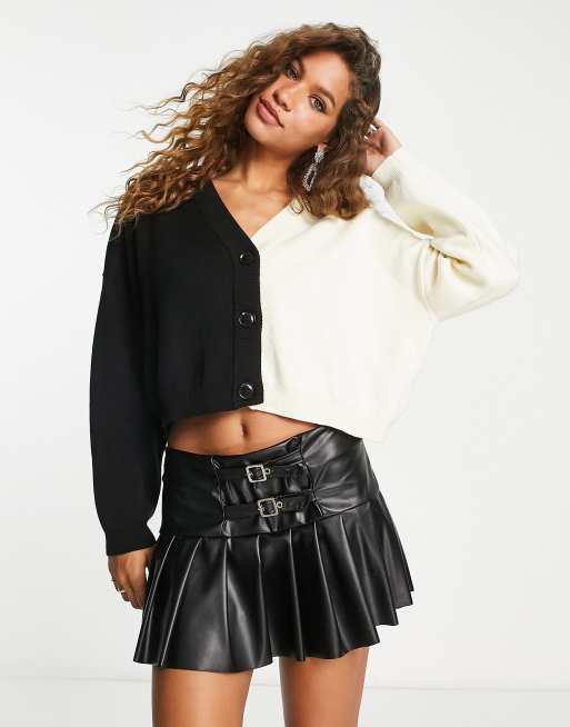 EDITED - Oversized cardigan med kontrasterende design i uldblanding