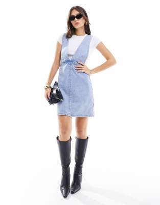 Edited pinafore mini dress in denim-Blue