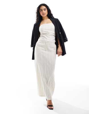Edited Edited pinstripe midi skirt co-ord in cream-White