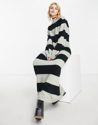 Edited relaxed maxi jumper dress in contrast stripe