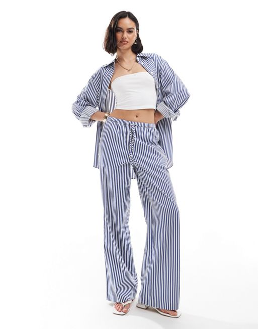 Edited relaxed trouser co-ord in blue stripe