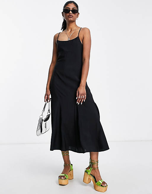 Edited strappy maxi dress with back detail in black