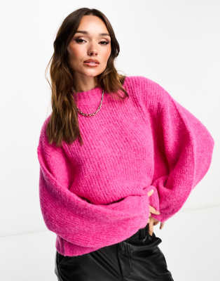 Edited Strickpullover in Rosa mit Ballonärmeln