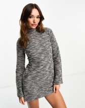 Pieces half placket knitted jumper dress in blue | ASOS