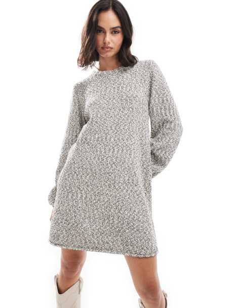Edited textured knit mini dress in monochrome marl - view 1