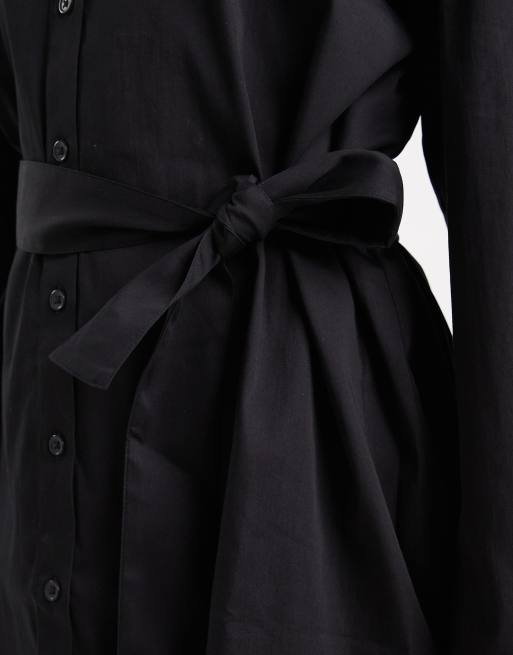 Edited - Vestito camicia corto nero allacciato in vita, 2 di 4
