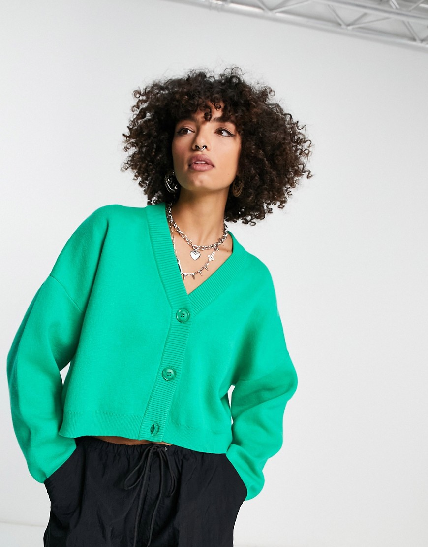 Edited wool blend oversized cardigan in bold green