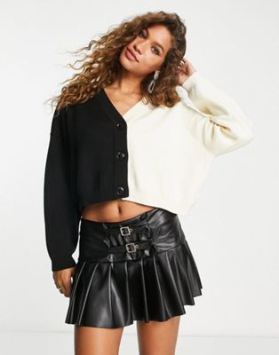 Edited wool blend oversized contrast cardigan - ASOS Price Checker