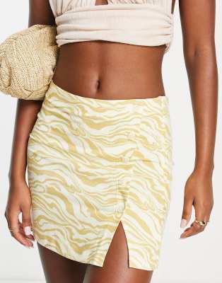 Edited wrap front mini skirt in yellow zebra co-ord - ASOS Price Checker