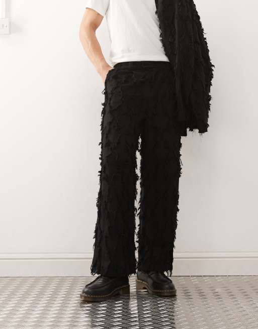 Édition limitée - Reclaimed Vintage - Pantalon d'ensemble ajusté à détails effilochés - Noir, 2 de 5