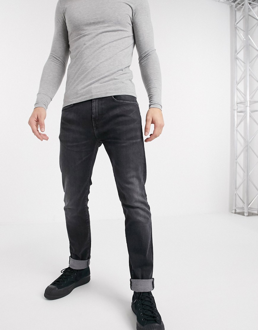 Edwin ED80 slim fit jeans in washed black denim
