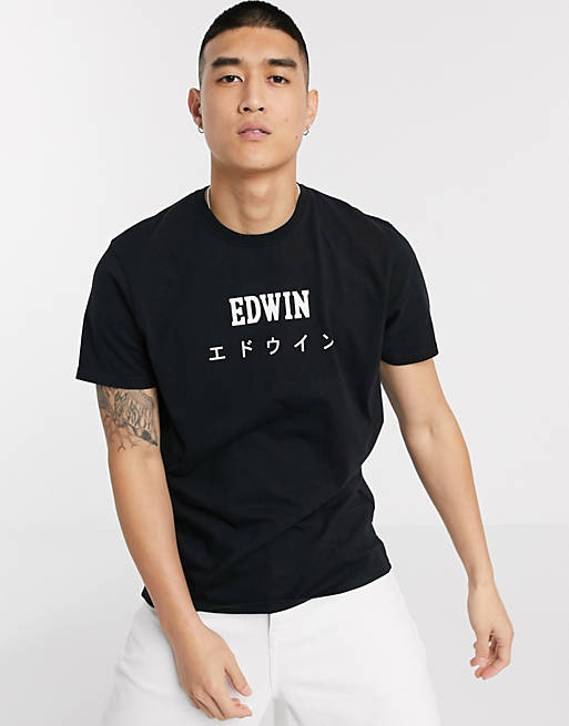 Edwin Japan brand logo t-shirt in black