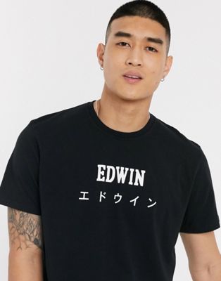 Edwin Japan brand logo t-shirt in black ASOS