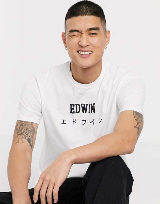 Edwin Japan Brand Logo T Shirt In White Asos