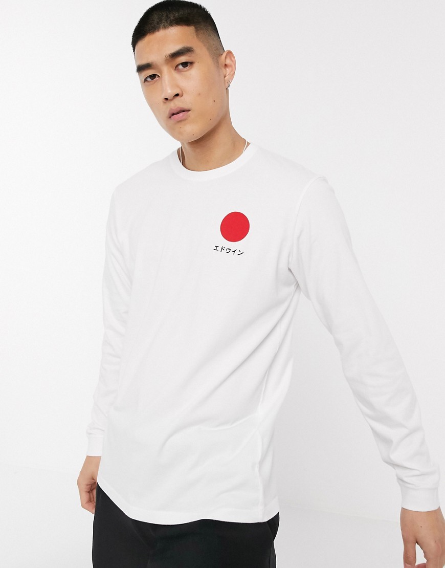 Edwin - Japanese Sun - T-shirt a maniche lunghe bianca-Bianco