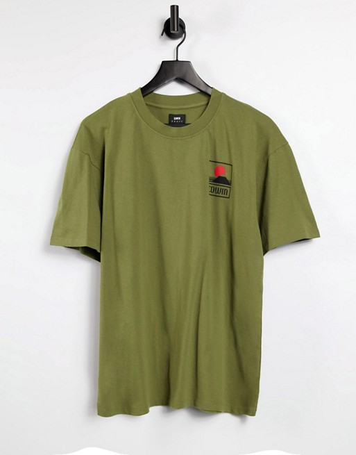 Edwin mount fuji t-shirt in olive