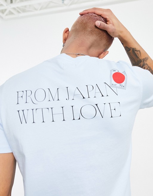 Edwin stamped with love t-shirt in blue