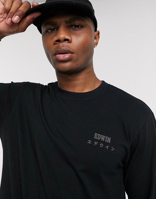 Edwin text logo long sleeve t-shirt in black