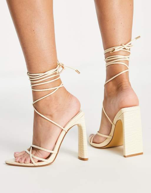 Cream lace up on sale heels