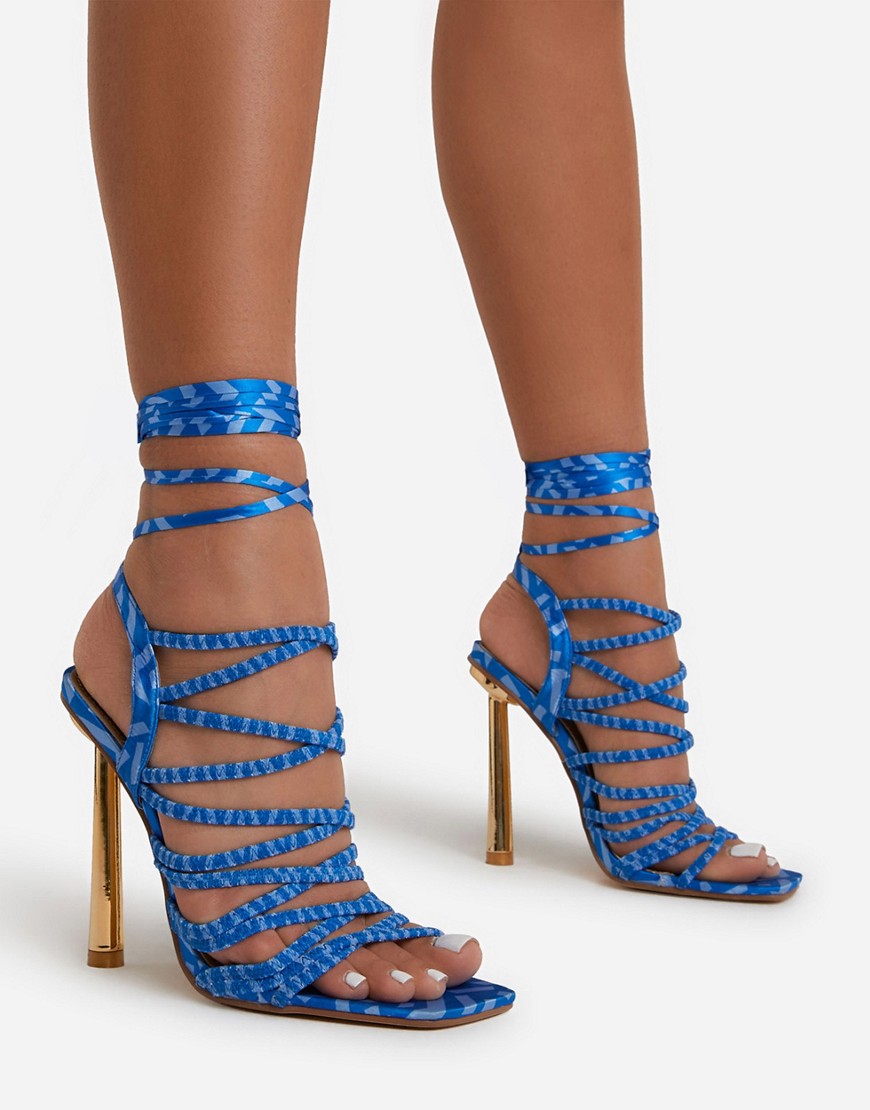 E-gó Ego Ari Super Strappy Heel Sandals In Blue | ModeSens